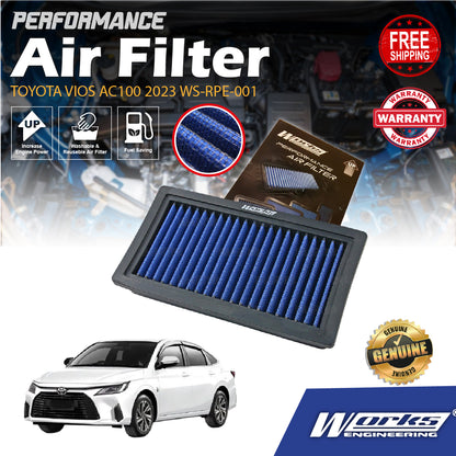 Works Engineering Drop In TOYOTA VIOS AC100 2023 WS-RPE-001 PERFORMANCE Element Enjin Engin Penapis Udara