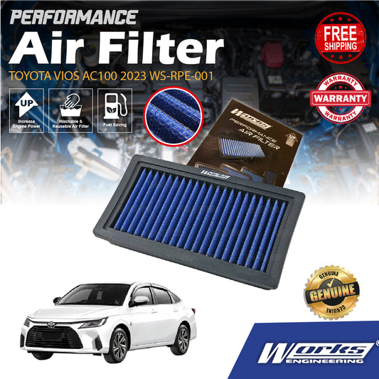 Works Engineering Drop In TOYOTA VIOS AC100 2023 WS-RPE-001 PERFORMANCE Element Enjin Engin Penapis Udara