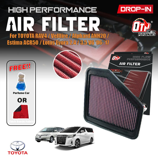 OTP Toyota RAV4 Vellfire Alphard ANH20 Estima ACR50 Lotus Evora 2.4 3.5cc Drop In Air Filter Performance 06-17
