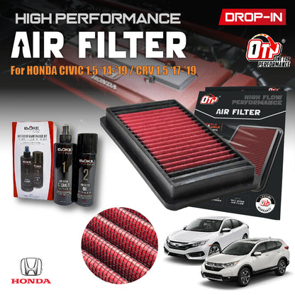 OTP Washable Drop In Air Filter Performance Honda CIVIC FC CR-V CRV 1.5 TC Turbo 2014-2019 Element Enjin Engin