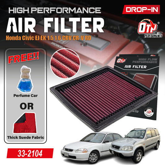 OTP Performance Drop In Air Filter OTP2104 Honda Civic EJ EK 1.5 1.6 CRV CR-V S10 RD Washable 33-2104 Penapis Udara