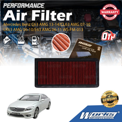 Works Engineering Air Filter For Mercedes Benz C63 AMG 13-14/CL63 AMG 07-10 CLK63 AMG 06-10/E63 AMG 06-11 WS-FM-013