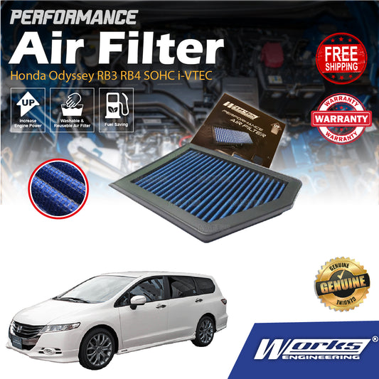 Works Engineering Air Filter Honda Odyssey RB3 RB4 SOHC i-VTEC 2008 2009 2010 2011 2012 2013 Filter Cleaning Oil