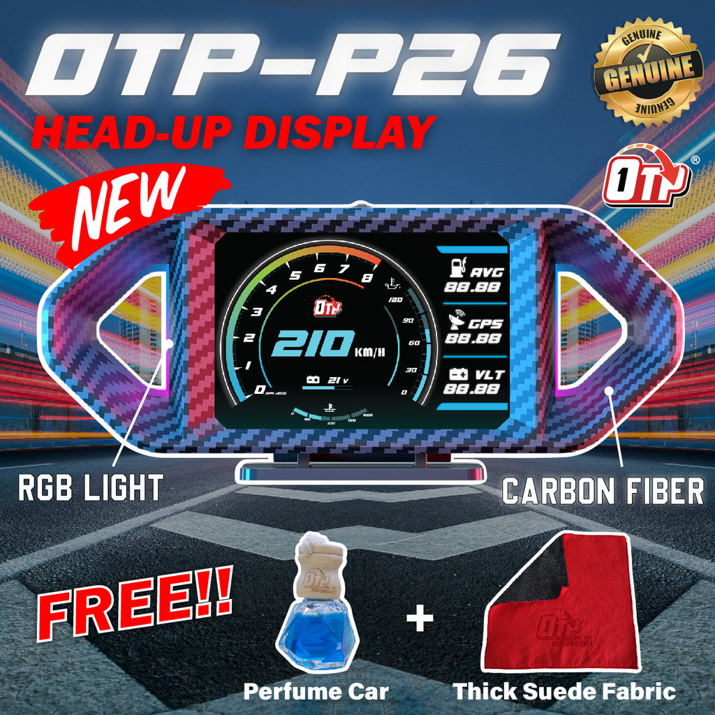 OTP P26 OBD2 Meter Gauge Speedometer Car GPS Alarm Speed Gauge display Hud Water temp RPM Turbo Boost HUD
