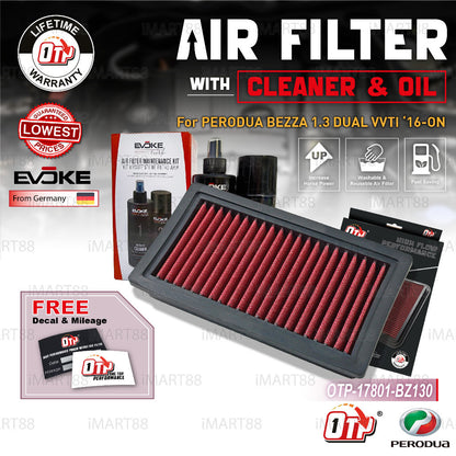 OTP Washable Drop In Air Filter Performance Perodua Perodua BEZZA 1.3 Dual VVTI 16-ON Element Enjin Engin Penapis
