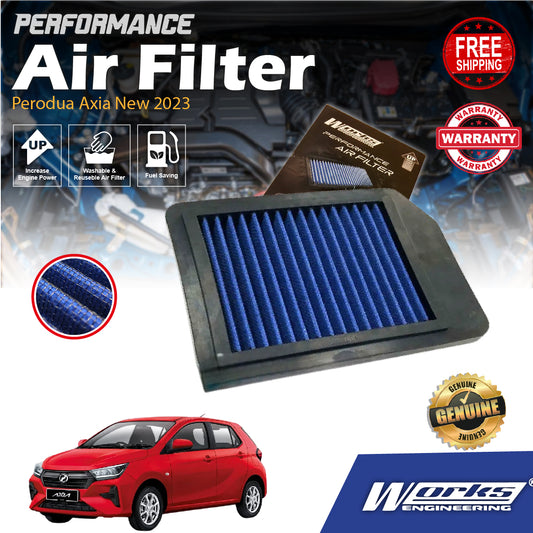 Works Engineering Drop In Air Filter Perodua Axia New 2023 Element Performance Enjin Engin Penapis Udara WS-OPE-004
