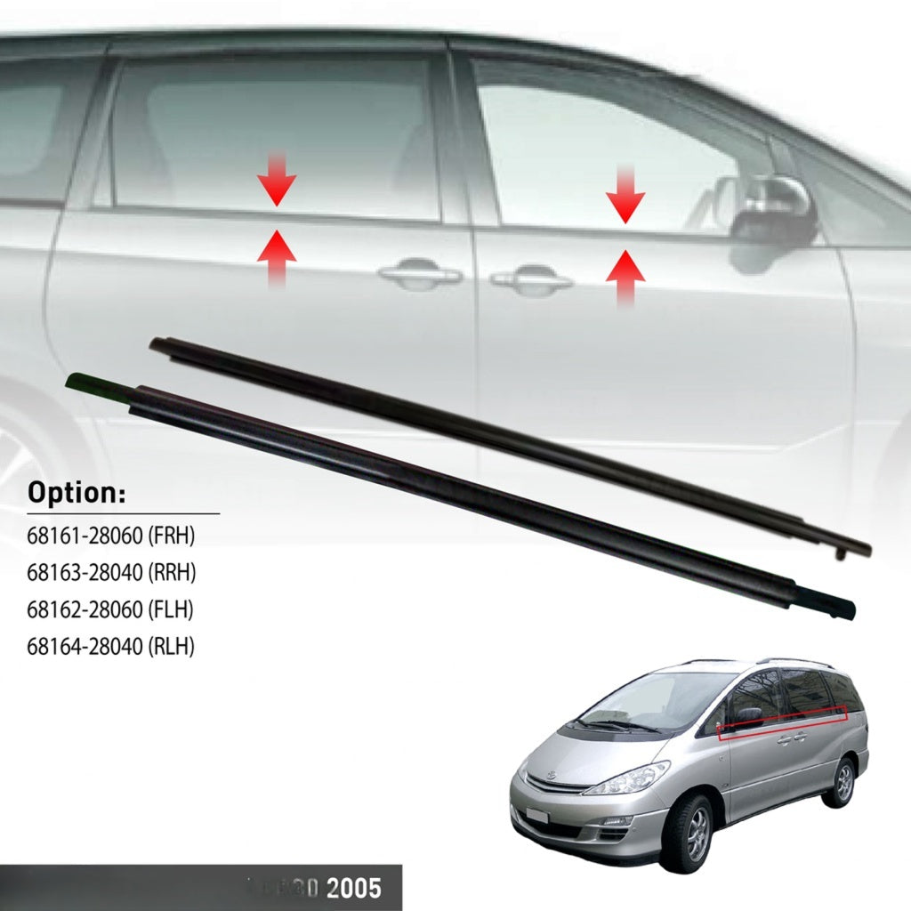 TOYOTA ESTIMA PREVIA ACR30 50 GSR50 GLASS DOOR MOULDING SEAL RUBBER OUTER STRIP WINDOW GETAH TINGKAP