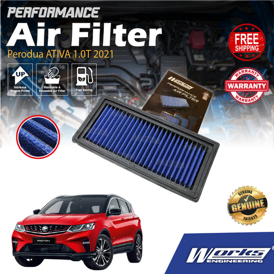 Works Engineering Drop In Air Filter Perodua ATIVA 1.0T 2021 New Alza Toyota Veloz Element Enjin Penapis Performance