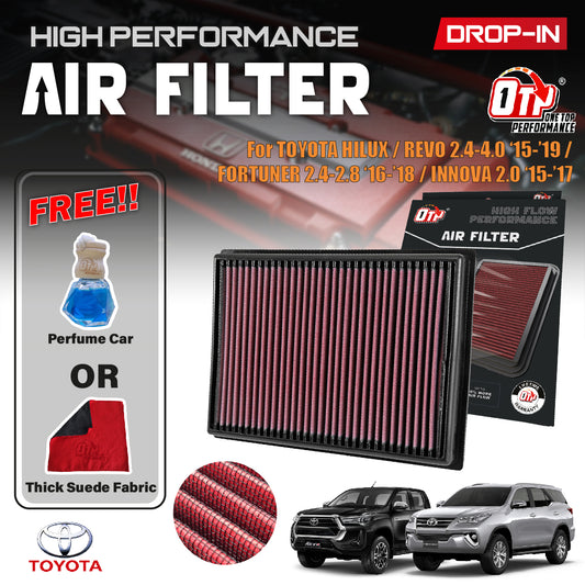 OTP WASHABLE DROP IN AIR FILTER TOYOTA HILUX REVO FORTUNER INNOVA 2.4 2.8 Diesel 2.7 Petrol Add HP