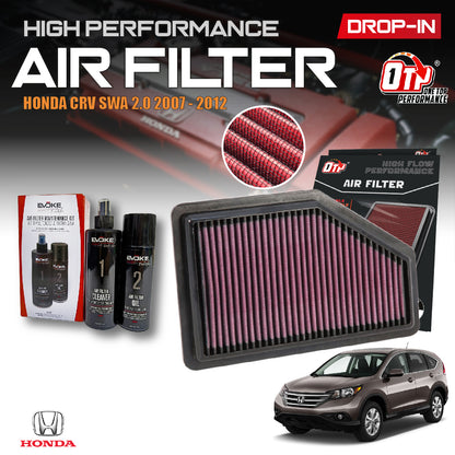 OTP Washable High Flow Air Filter Performance HONDA CRV CR-V SWA 2.0 07-12 Enjin Engin Penapis Udara 17220-RZP-Y00