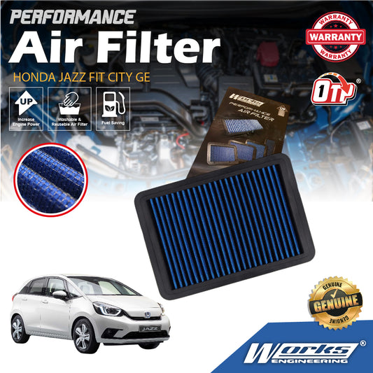 Works Engineering Air Filter Washable Suitable For Air Filter Jazz Fit City 08-13 GE WE-AF-OH018 (Blue)