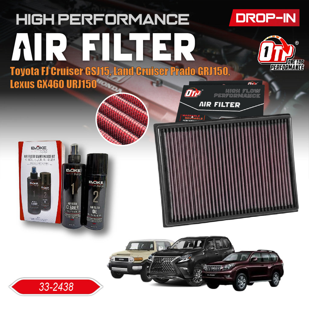 OTP Performance Drop in Air Filter Original Toyota FJ Cruiser GSJ15 33-2438  Penapis Udara Enjin Kereta