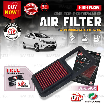 OTP Washable Drop In Air Filter Performance Perodua AXIA BEZZA 1.3 1.5 ARUZ VIVA New Old MYVI KENARI KELISA ALZA