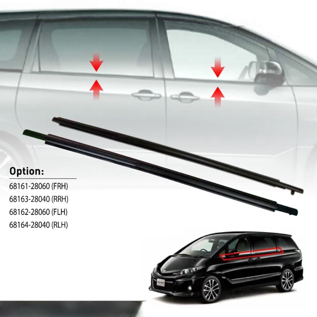 ORIGINAL TOYOTA ESTIMA PREVIA ACR50 GSR50 GLASS DOOR MOULDING SEAL RUBBER OUTER STRIP WINDOW GETAH TINGKAP 68161-28040
