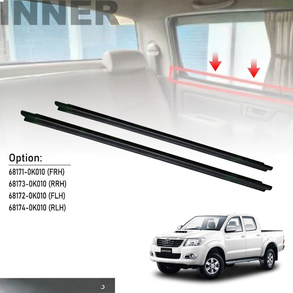 ORIGINAL TOYOTA HILUX KUN25 KUN26 INNER GLASS DOOR MOULDING SEAL RUBBER STRIP WINDOW GETAH TINGKAP DALAM 68171-0K010