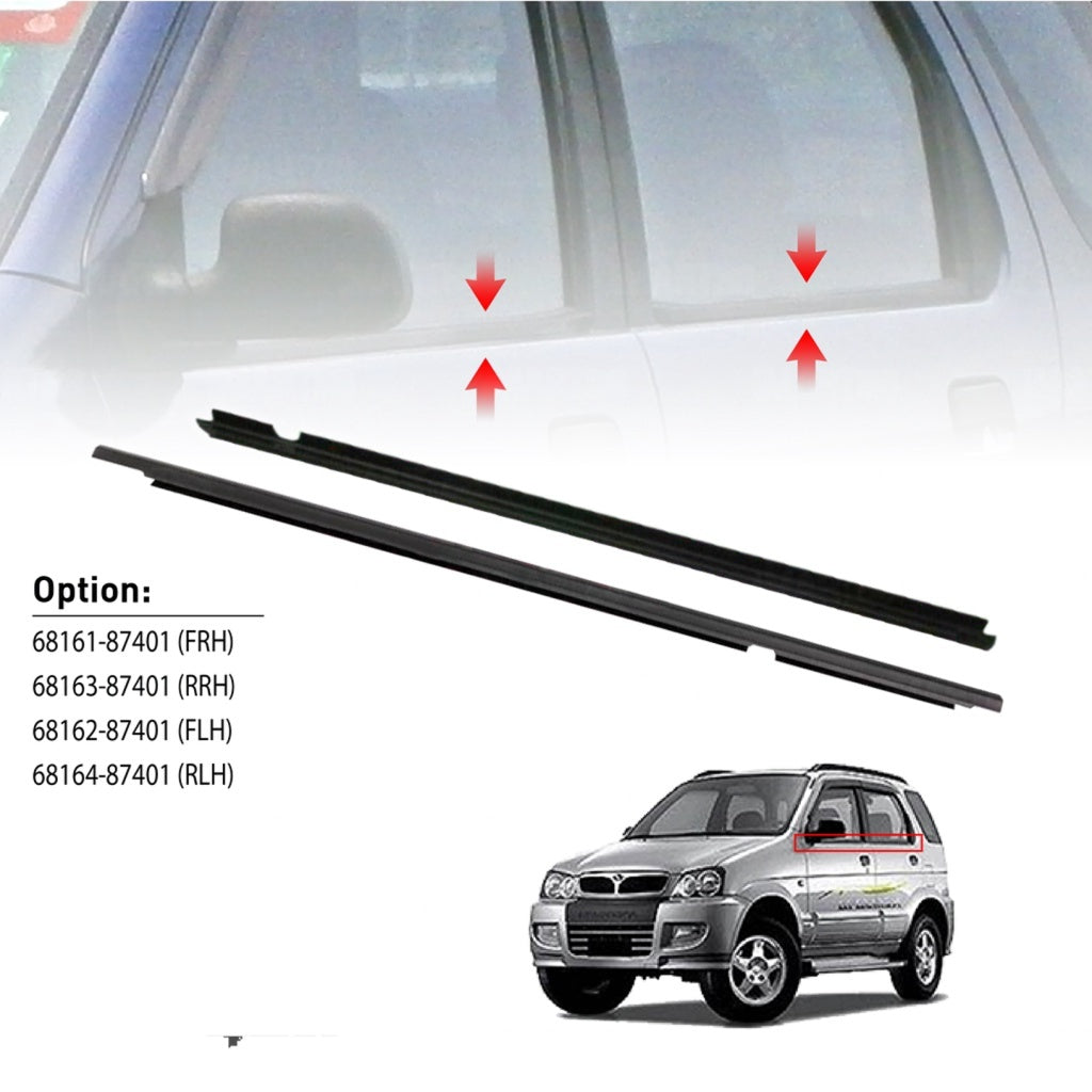 ORIGINAL PERODUA KEMBARA GLASS DOOR MOULDING SEAL RUBBER OUTER STRIP WINDOW GETAH PINTU LUAR CERMIN TINGKAP 68164-87401