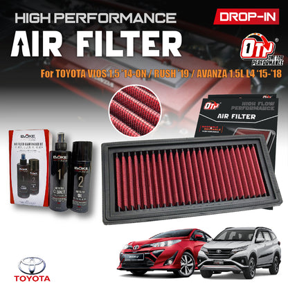 OTP Washable Drop In Air Filter Performance Toyota VIOS RUSH ARUZ MYVI AVANZA Proton Persona Mitsubishi Element