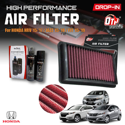 OTP Washable Drop In Air Filter Performance Honda JAZZ 1.3L L4 HR-V FIT SHUTTLE 1.5L L4 Fuel Injection 2015-2019