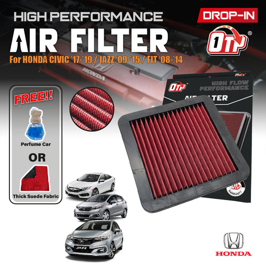 OTP Washable Drop In Air Filter Performance Honda JAZZ TFO CITY TMO 08-13 FIT ENGINE ENJIN 1.3 1.5 penapis