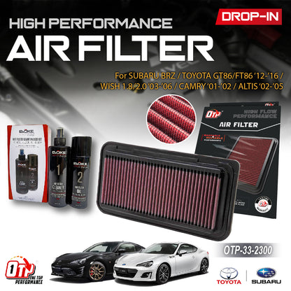 OTP DROP IN AIR FILTER PERFORMANCE SUBARU BRZ TOYOTA GT86 WISH Legend ZNE10 03-08 CAMRY ALTIS CHR Caldina 01-04