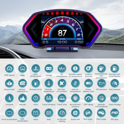 OTP-H024 P3 OBD2 Meter Gauge Meter Car GPS Alarm Speed Head-Up LCD display Water temp RPM Turbo Boost HUD engine status