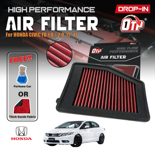 OTP Washable Drop In Air Filter Performance Honda CIVIC FB 1.8 2.0 2012-2017 Element Enjin Engine Penapis