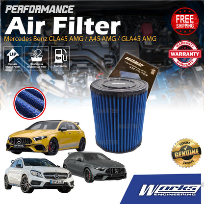 Add HP+ Mercedes Benz CLA45 A45 GLA45 AMG 2.0 2014-2019 Works Engineering Drop In Air Filter High Performance Washable