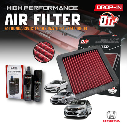 OTP Washable Drop In Air Filter Performance Honda JAZZ TFO CITY TMO 08-13 FIT ENGINE ENJIN 1.3 1.5 penapis