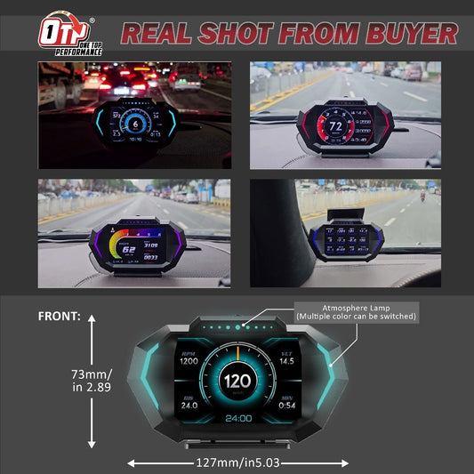 OTP-H024 OBD2 Meter Speedometer Gauge P24 HUD Water Temp Turbo Toyota Honda Perodua Myvi Old Viva Avanza Old Proton Axia