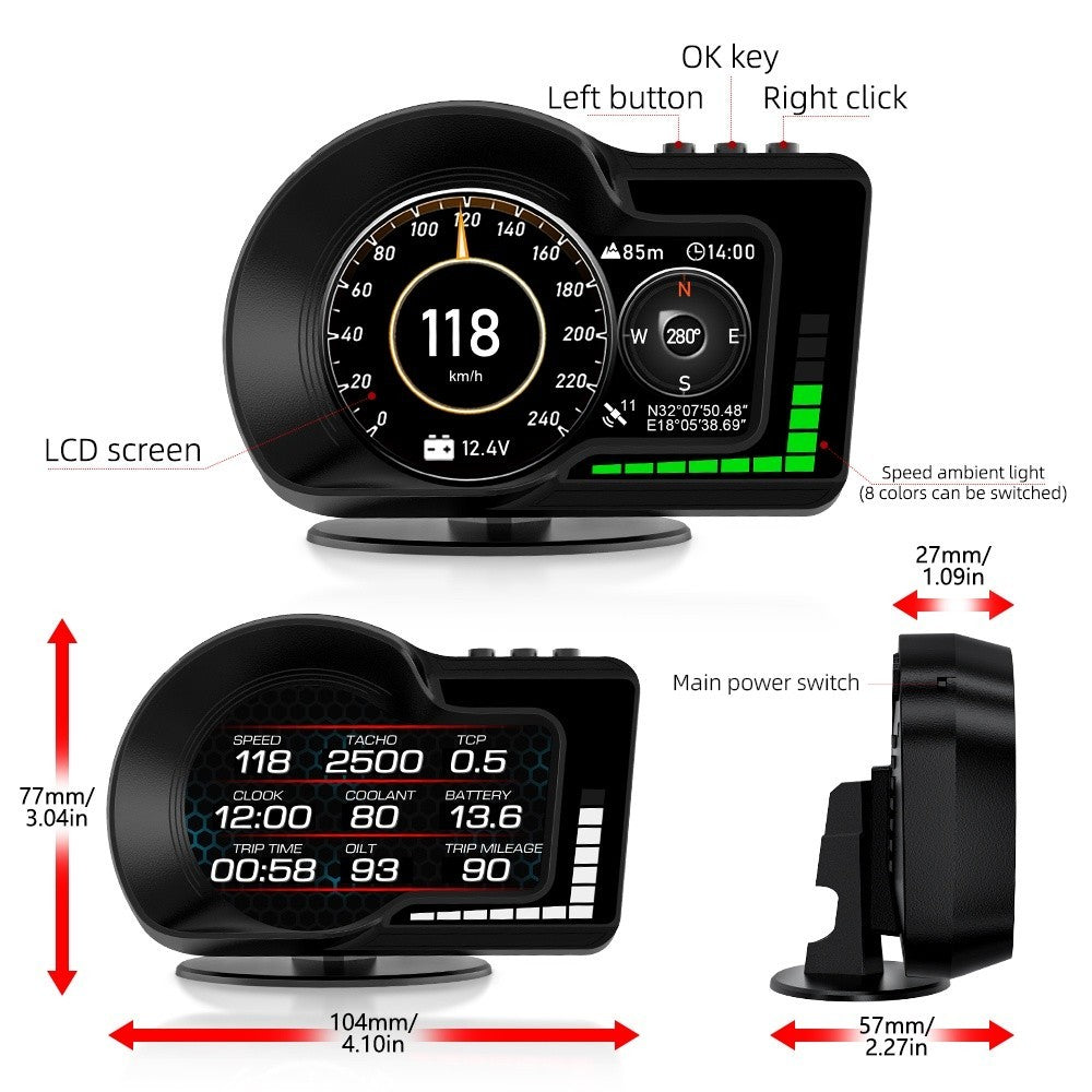 OTP-H015 OBD2 Meter Speedometer Gauge GPS HUD Water Temp GPS Alarm Speed RPM Bezza Myvi Aruz Honda Nissan Toyota