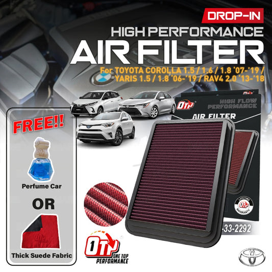 OTP Toyota VIOS NCP93 WISH SEPET ALTIS ZZE142 RAV4 VOXY NOAH 07-13 Drop In Air Filter Performance 07-13