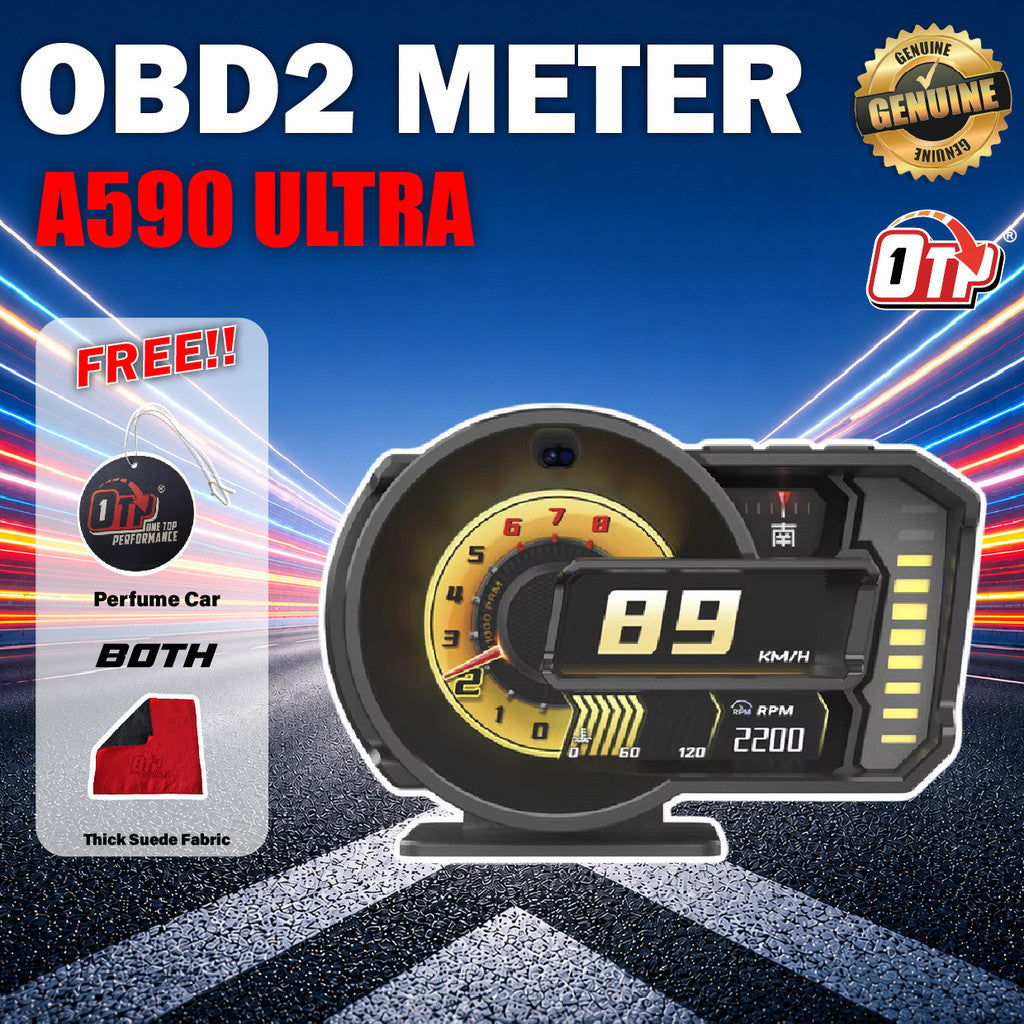 OTP A590 ULTRA H402 Meter Proton Perodua OBD2 Gauge Speedometer Car GPS Alarm Speed Gauge Display Hud Water Temp