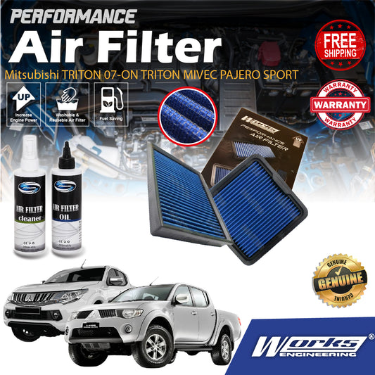 Works Engineering Drop In Air Filter Mitsubishi TRITON 07-ON TRITON MIVEC PAJERO SPORT 2016-2018 Element Enjin Engin