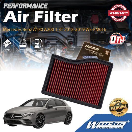 Works Engineering Air Filter Washable Suitable For Mercedes Benz A180 A200 1.3T 2018-2019 WS-FM016 (Red)