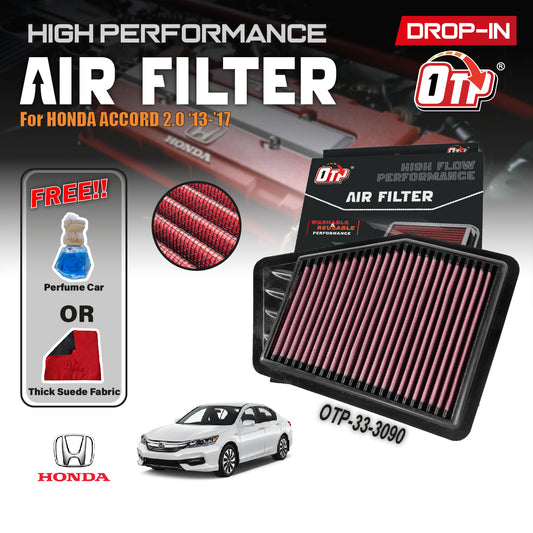 OTP Washable Drop In Air Filter Performance GAC Honda ACCORD 2.0L L4 Fuel Injection 2013-2017 Element Enjin Engin