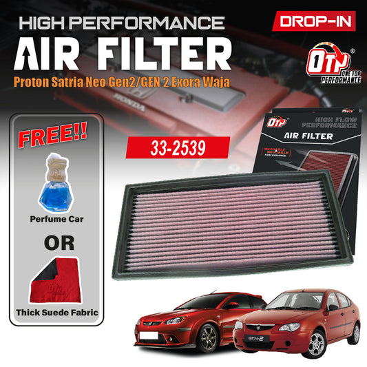 OTP Performance Drop In Air Filter 33-2539 Proton Satria Neo Gen2 GEN 2 Exora Waja Washable Penapis udara Enjin Kereta