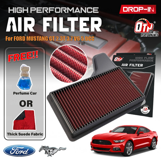 OTP DROP IN AIR FILTER PERFORMANCE FORD MUSTANG GT 5.0 2.3 Eco Boost 2016-23 ELEMENT ENJIN PENAPIS Udara WASHABLE