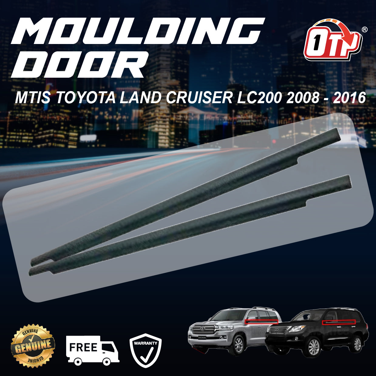 MTIS TOYOTA LAND CRUISER LC200 2008 - 2016 GLASS DOOR MOULDING BLACK SEAL RUBBER OUTER STRIP WINDOW GETAH LUAR TINGKAP