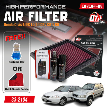 OTP Performance Drop In Air Filter OTP2104 Honda Civic EJ EK 1.5 1.6 CRV CR-V S10 RD Washable 33-2104 Penapis Udara