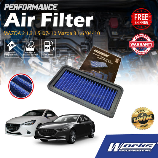 Works Engineering Drop In Air Filter MAZDA 2 1.3 1.5 '07-'10 Mazda 3 1.6 '04-'10 Element Enjin Engin WS-OMA-003