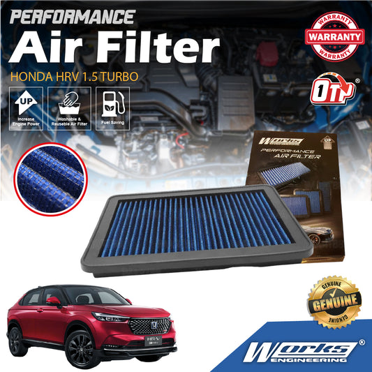 Works Engineering Air Filter Washable For Honda HRV 1.5 2022 Turbo RHY-001 Blue Penapis Udara Enjin Kereta