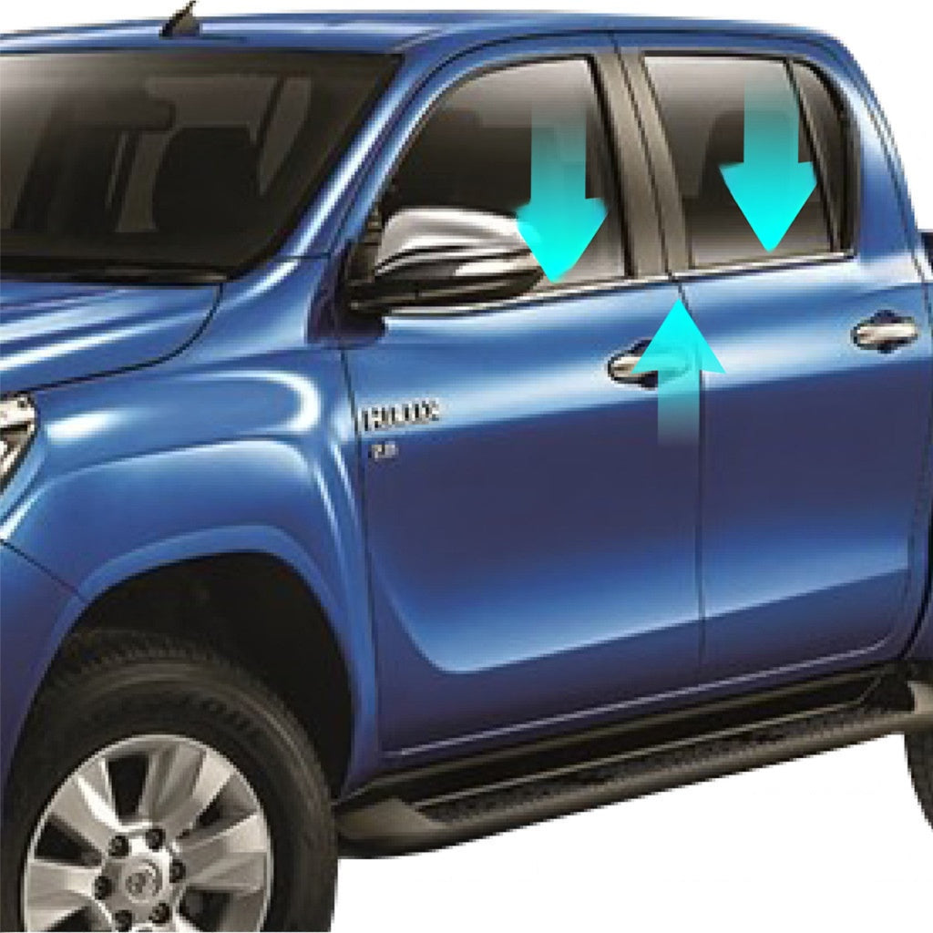 ORIGINAL TOYOTA HILUX REVO 2016-2019 CHROME BLACK GLASS DOOR MOULDING SEAL RUBBER OUTER STRIP WINDOW GETAH LUAR TINGKAP