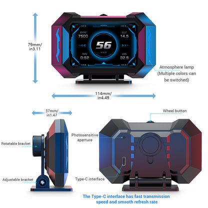 OTP-P25 Car OBD OBD2 Meter Speedometer Gauge H025 GPS HUD Water Temp Turbo Proton Honda Perodua Toyota Nissan Mitsubishi