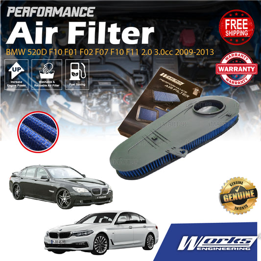 Works Engineering Drop In Air Filter BMW 520D F10 F01 F02 F07 F10 F11 2.0 3.0cc 2009-2013 Element Enjin Engin Penapis