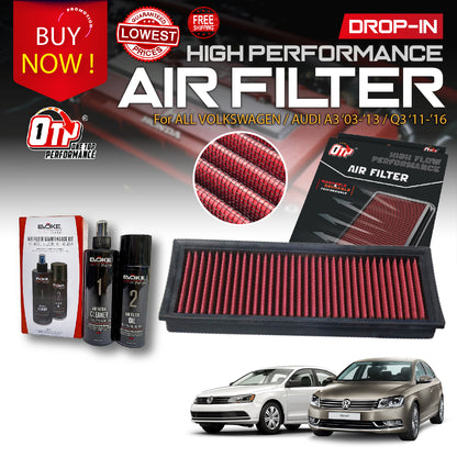 OTP Washable Drop In Air Filter VOLKSWAGEN TIGUAN PASSAT CC SCIROCCO JETTA GOLF GTI AUDI A3 Q3 TT TOURAN