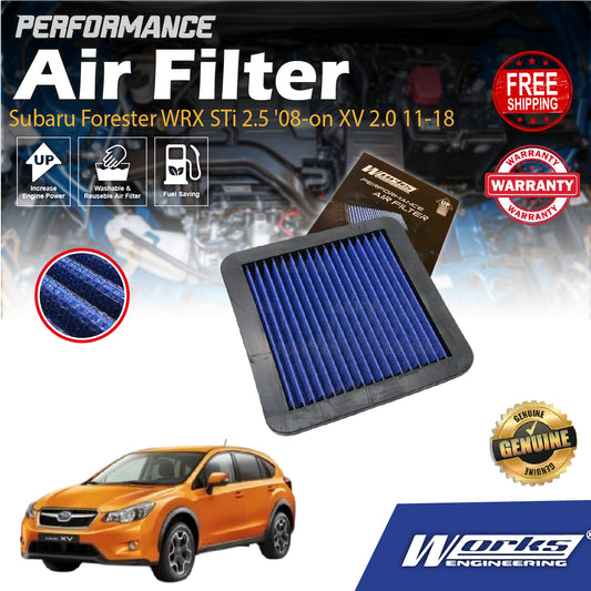 Works Engineering Drop In Air Filter Subaru Forester WRX STi 2.5 '08-on XV 2.0 11-18 Impreza OSU-002 PERFORMANCE Element