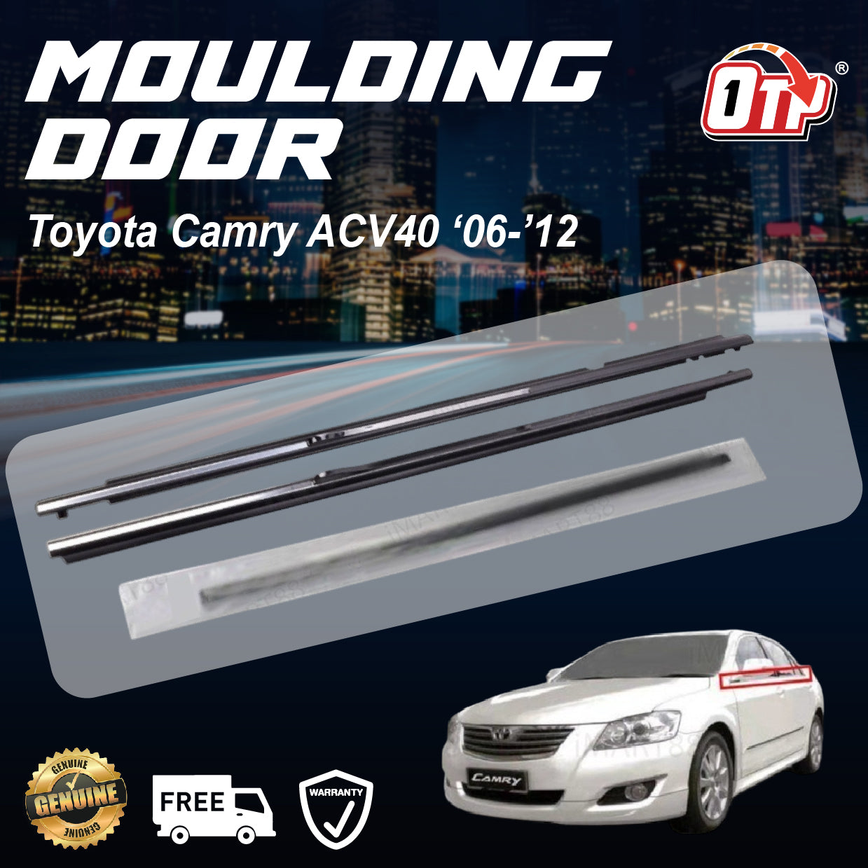 MTIS JAPAN TOYOTA CAMRY ACV40 GLASS DOOR MOULDING 2006-2012 SEAL RUBBER OUTER STRIP WINDOW GETAH TINGKAP