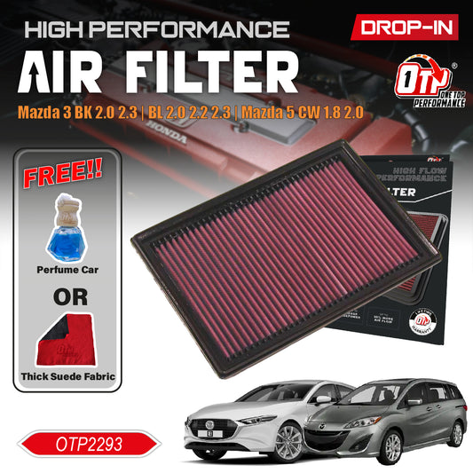 OTP Performance Drop In Air Filter Mazda 3 BK 2.0 2.3 Mazda 3 BL 2.0 2.2 2.3 Mazda 5 CW 1.8 2.0 33-2293 Penapis Enjin
