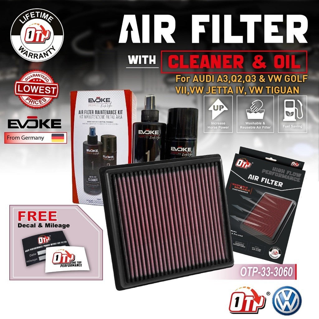 OTP Washable Drop In Air Filter Performance Volkswagen VW Audi A3 Q2 Q3 Jetta IV Golf WII Tiguan 1.4 TSI TFSI 33-3060