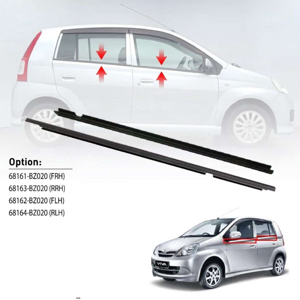 ORIGINAL DAIHATSU PERODUA VIVA GLASS DOOR MOULDING SEAL RUBBER OUTER STRIP WINDOW GETAH LUAR CERMIN TINGKAP 68161-BZ020